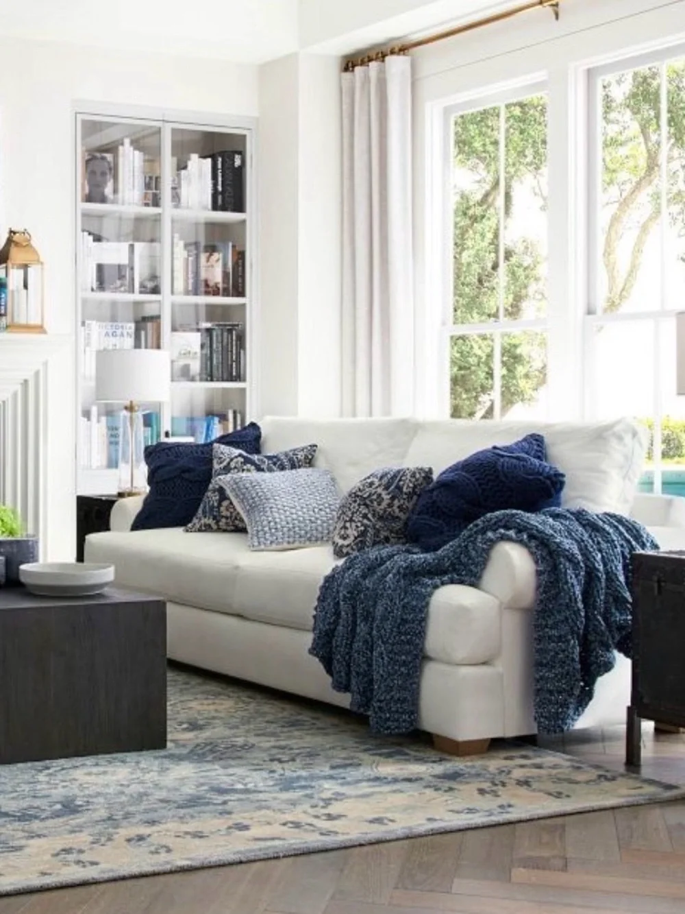 Pottery Barn Thick Cable Knit Throw - Slate Blue